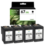 Compatible HP 67XXL Black Ink Cartridge, Ultra High Yield, Replacement for HP DeskJet 2755e, 4155e, 2855e & ENVY 6055e, 6455e Printers, 1-Pack, 2-Pack & 4-Pack