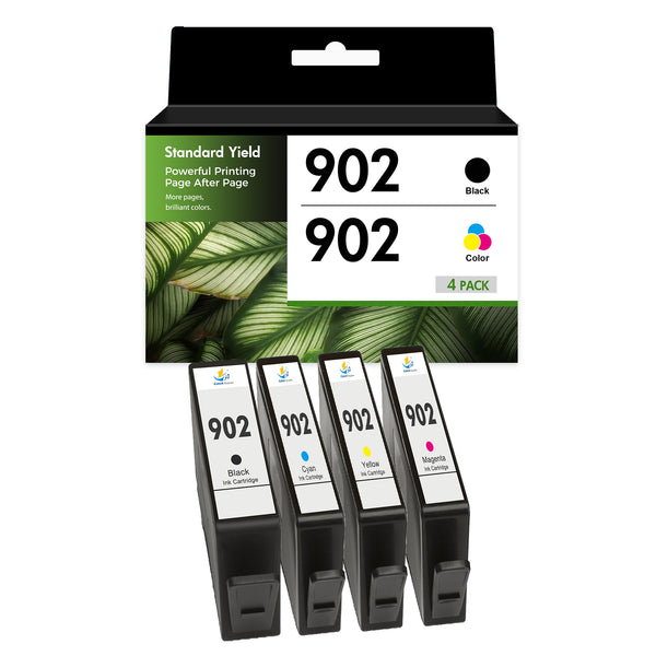 Firmware-Safe Compatible HP 902 Ink Cartridges Combo Pack with Upgraded Chips, Standard Yield, 4-Pack / 5-Pack, for HP OfficeJet Pro 6978 and 6968 Printers