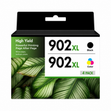 Compatible HP 902XL 902 XL High Yield Ink Cartridges, 4-Pack (Black, Cyan, Magenta, Yellow), for OfficeJet Pro 6978 6968 6970 6975 6960 and OfficeJet 6958 Printers
