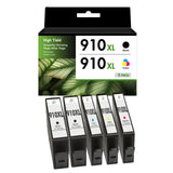 Compatible HP 910XL Ink Cartridges Combo Pack with Smart Chips, High Yield, 4-Pack / 5-Pack, for HP OfficeJet Pro 8025e and HP OfficeJet 8015e Printers