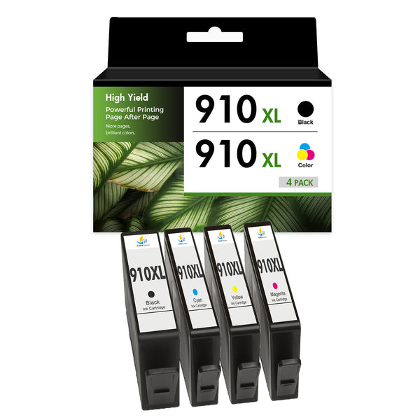 Firmware-Safe Compatible HP 910XL Ink Cartridges Combo Pack with Upgraded Chips, High Yield, 4-Pack / 5-Pack, for HP OfficeJet Pro 8025e and HP OfficeJet 8015e Printers