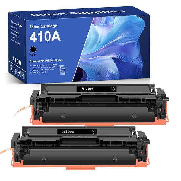 Compatible HP 410A Black Toner CF410A, Standard Yield, 2-Pack, for HP M452dn, M477fdn, M477fdw
