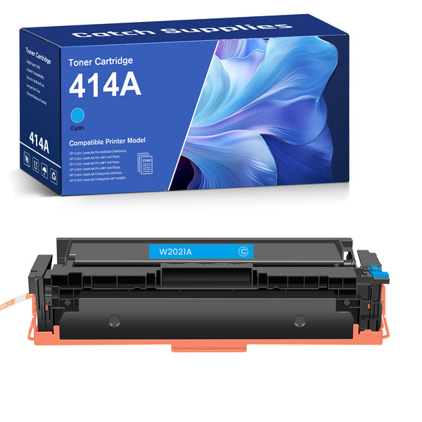 Compatible HP 414A Cyan Toner Cartridge W2021A, Standard Yield, with Chip, for HP M454dn, M454dw, M479fdw, M480f