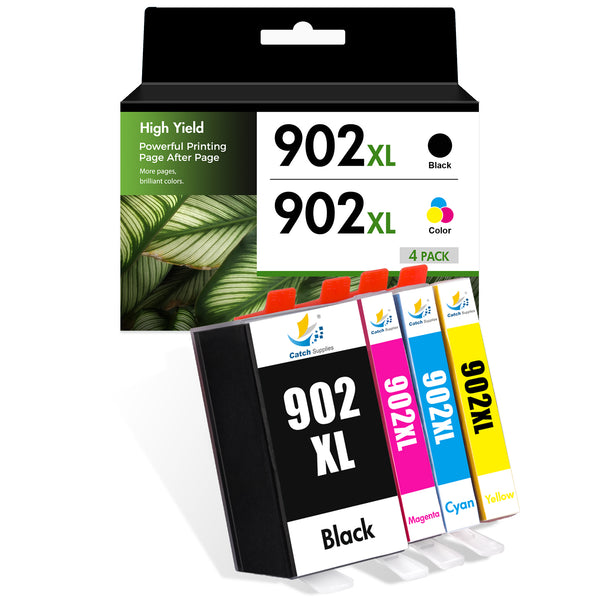 Compatible HP 902XL 902 XL High Yield Ink Cartridges, 4-Pack (Black, Cyan, Magenta, Yellow), for OfficeJet Pro 6978 6968 6970 6975 6960 and OfficeJet 6958 Printers