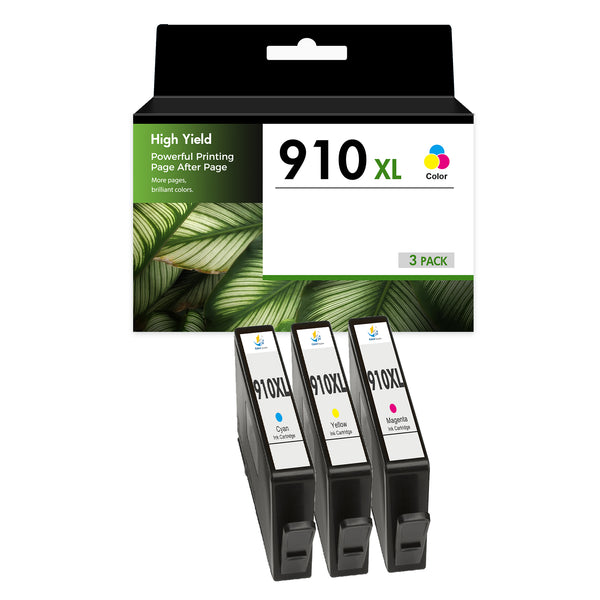 Firmware-Safe Compatible HP 910XL Color Ink Cartridges with Upgraded Chips, High Yield, 3-Pack / 1-Pack, for HP OfficeJet Pro 8025e and HP OfficeJet 8015e Printers