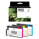 Firmware-Safe Compatible HP 952 Color Ink Cartridges with Upgraded Chips, Standard Yield, 3-Pack / 1-Pack, for HP OfficeJet Pro 7740 and 8710 Printers