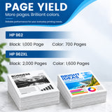 HP 962 962XL Ink Cartridges 4-Pack - Works with OfficeJet Pro 9010, 9015, 9015e & 9025e, 962XL High Yield, Black Cyan Magenta Yellow