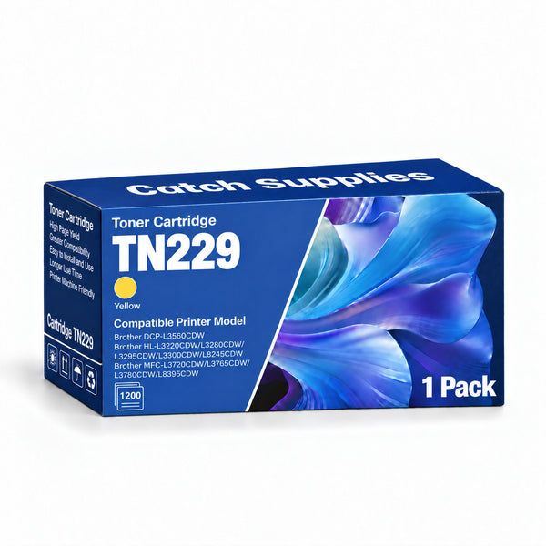 Compatible Brother TN229 Yellow Toner Cartridge TN229Y, Standard Yield, with Chip, for Brother HL-L3280CDW, HL-L8245CDW, MFC-L3765CDW, MFC-L3780CDW