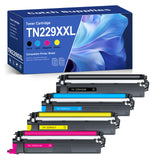 Compatible Brother TN229XXL Toner Cartridge Set, Super High Yield, 4-Pack, with Chip, for Brother HL-L3295CDW, HL-L8245CDW, MFC-L3780CDW, MFC-L8395CDW