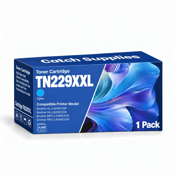 Compatible Brother TN229XXL Cyan Toner Cartridge, Super High Yield, with Chip, for Brother HL-L3295CDW, HL-L8245CDW, MFC-L3780CDW, MFC-L8395CDW