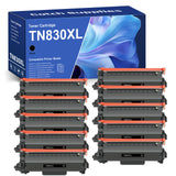 Compatible Brother TN830XL Black Toner Cartridges with Chips, High Yield, 10-Pack, for Brother HL-L2405W, HL-L2460DW, DCP-L2640DW, MFC-L2820DW