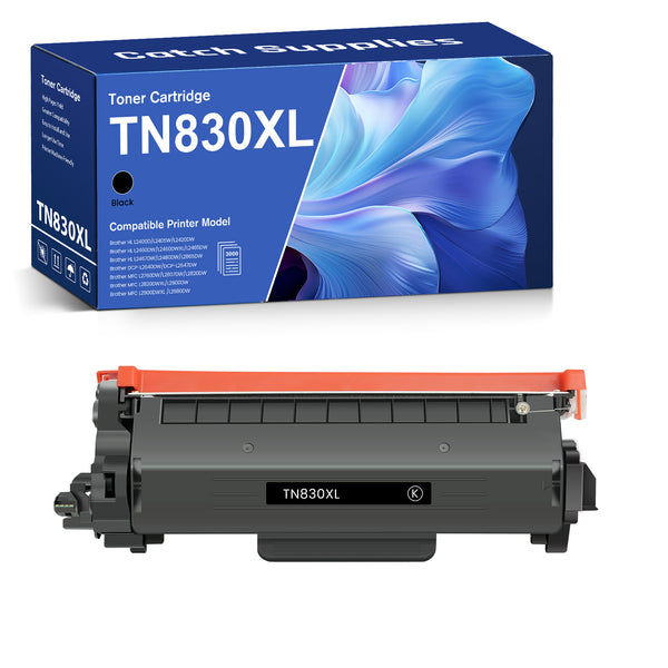 Compatible Brother TN830XL Black Toner Cartridges with Chips, High Yield, 1-Pack, 2-Pack, 4-Pack & 10-Pack, for Brother HL-L2405W, HL-L2460DW, DCP-L2640DW, MFC-L2820DW