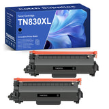 Compatible Brother TN830XL Black Toner Cartridges with Chips, High Yield, 2-Pack, for Brother HL-L2405W, HL-L2460DW, DCP-L2640DW, MFC-L2820DW