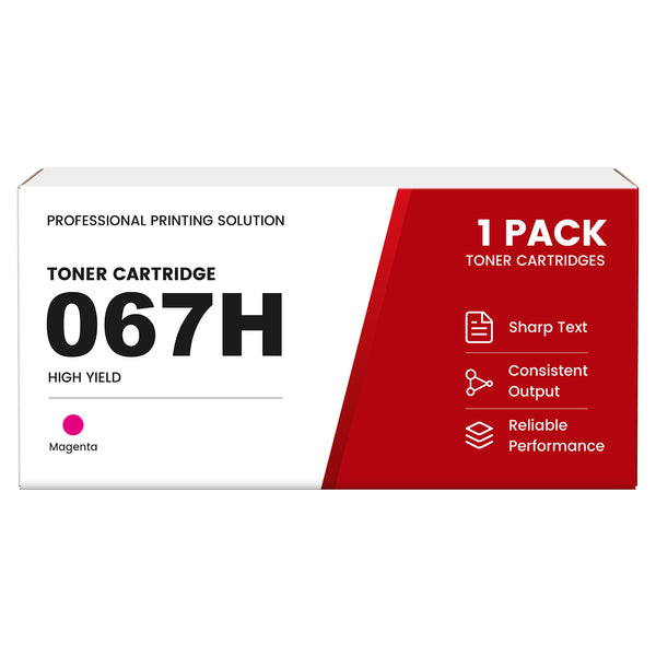 Compatible Canon 067H Magenta High Yield Toner Cartridge With Chip, For Color imageCLASS LBP632Cdw LBP633Cdw MF653Cdw MF654Cdw MF656Cdw Printers