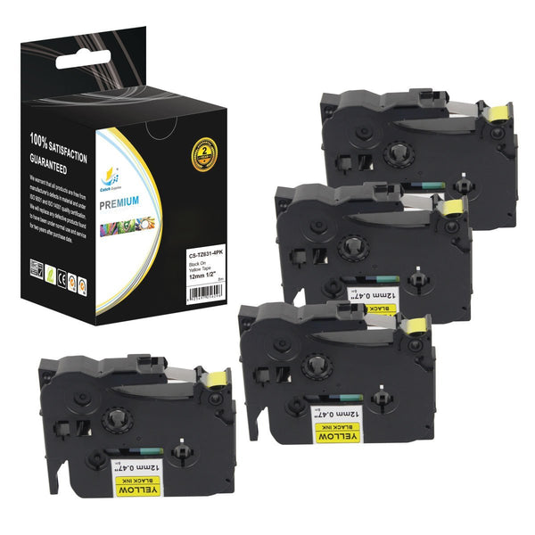 Catch Supplies Replacement Brother TZe-631 Labels Labeling Tape - Four Pack