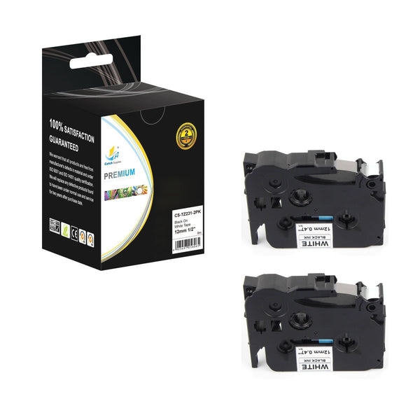 Catch Supplies 2 Pack Replacement TZe231 Black on White Laminated Label Tape