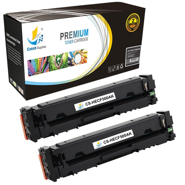 Compatible HP 202A Black Toner Cartridges CF500A with Chips, Standard Yield, 2-Pack, for HP M254dw, M281cdw, M281fdw