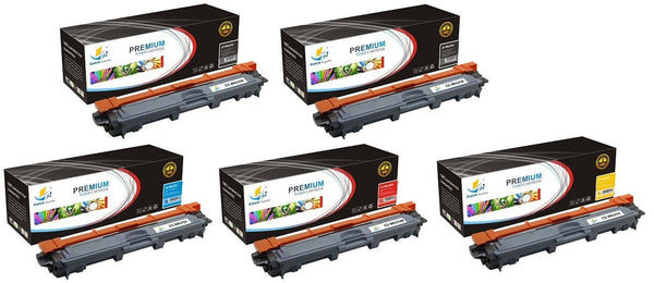 Catch Supplies Replacement Brother TN-221BK, TN-221C, TN-221M, TN-221Y Standard Yield Laser Printer Toner Cartridges - Five Pack