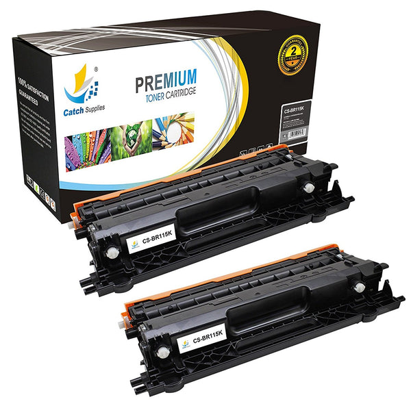Catch Supplies Replacement Brother TN-115BK Standard Yield Laser Printer Toner Cartridges - Two Pack