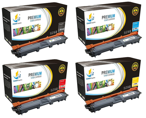 Catch Supplies Replacement Brother TN-221BK, TN-225C, TN-225M, TN-225Y Standard Yield Laser Printer Toner Cartridges - Four Pack