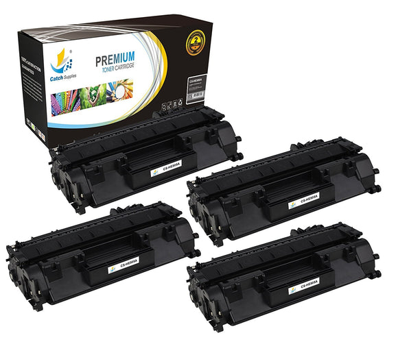 Catch Supplies Replacement HP CE505A Standard Yield Laser Printer Toner Cartridges - Four Pack