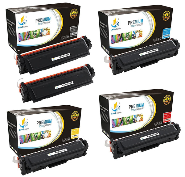 Catch Supplies Replacement HP CF410X, CF411X, CF412X, CF413X High Yield Toner Cartridges Laser Printer Toner Cartridges - Five Pack