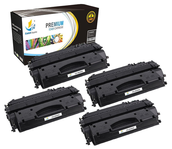 Catch Supplies Replacement HP CE505X High Yield Black Toner Cartridge Laser Printer Toner Cartridges - Four Pack