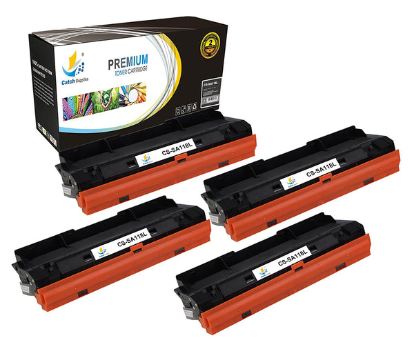 Catch Supplies Replacement Samsung MLT-D118L High Yield Black Toner Cartridge Laser Printer Toner Cartridges - Four Pack
