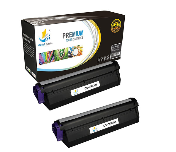 Catch Supplies Replacement Okidata 43979215 Standard Yield Laser Printer Toner Cartridges - Two Pack