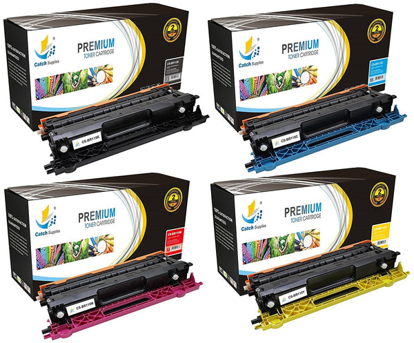 Catch Supplies Replacement Brother TN-115BK, TN-115C, TN-115M, TN-115Y Standard Yield Laser Printer Toner Cartridges - Four Pack