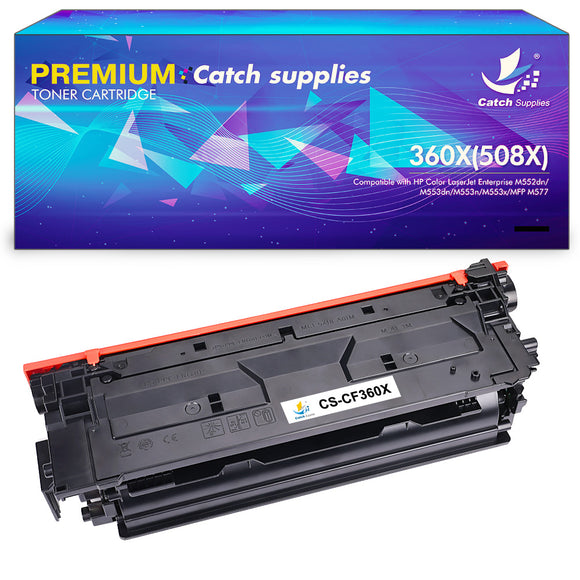 Catch Supplies Compatible Toner Cartridge Replacement for HP 508X 508A CF360X CF360A High Yield Black Toner for HP Color Laserjet Enterprise M553DN HP Color Laserjet M553X M553N M553 M577 M552DN Ink