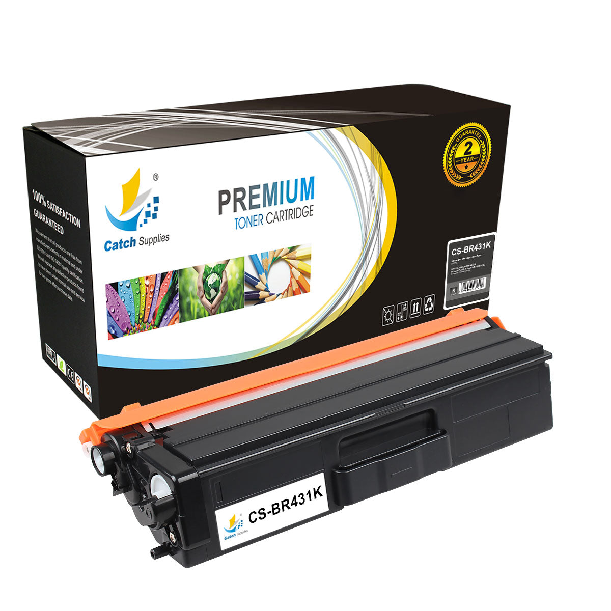 Catch Supplies Replacement Brother TN431K, TN431C, TN431M, TN431Y Standard Yield Laser Printer Toner Cartridges - Four Pack