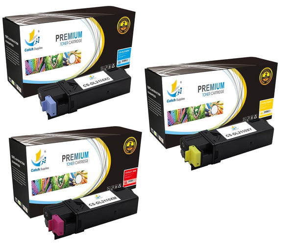 Catch Supplies Replacement Dell 331-0716,331-0717,331-0718 Standard Yield Laser Printer Toner Cartridges - Three Pack