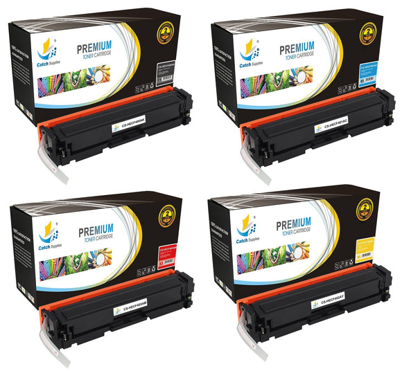 Catch Supplies Replacement HP CF400A,CF401A,CF402A,CF403A Standard Yield Laser Printer Toner Cartridges - Four Pack