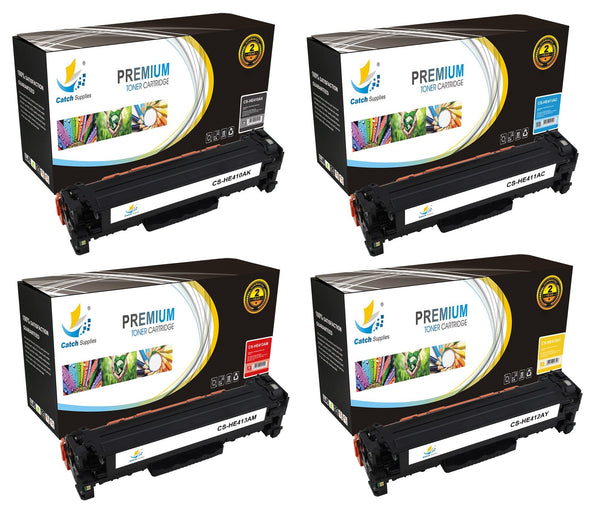 Catch Supplies Replacement HP CE410A,CE411A,CE412A,CE413A Standard Yield Laser Printer Toner Cartridges - Four Pack
