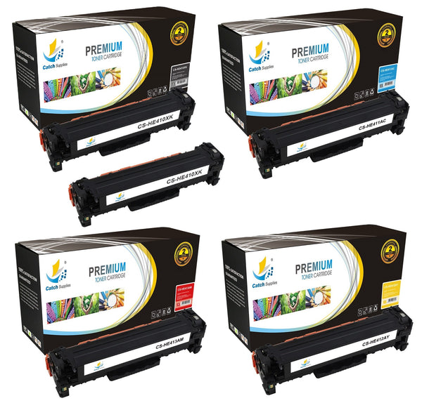 Catch Supplies Replacement HP CE410X,CE411A,CE412A,CE413A High Yield Toner Cartridges Laser Printer Toner Cartridges - Five Pack