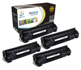 Catch Supplies Replacement HP CB436A Standard Yield Laser Printer Toner Cartridges - Four Pack