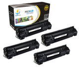 Catch Supplies Replacement HP CB436X High Yield Black Toner Cartridge Laser Printer Toner Cartridges - Four Pack