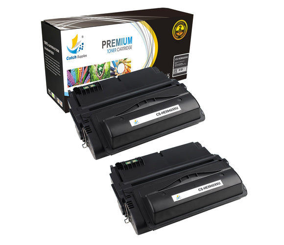 Catch Supplies Replacement HP Q5942X Jumbo Yield Black Toner Cartridge Laser Printer Toner Cartridges - Two Pack