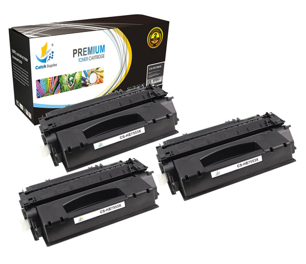 Compatible HP Q7553X High-Yield Black Toner Cartridge Toner Cartridges, 3-Pack | Catch Supplies