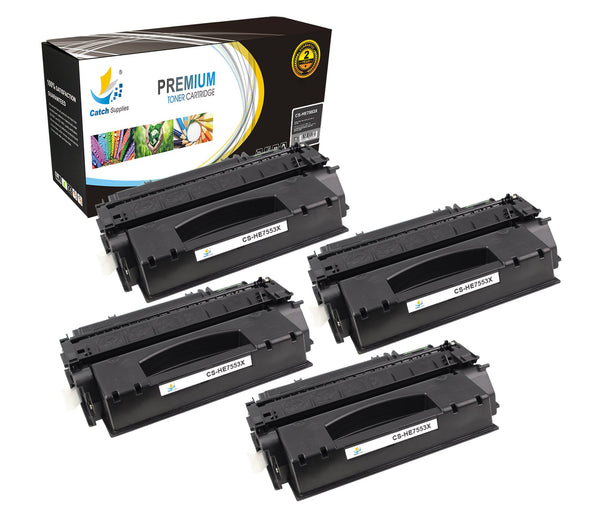 Compatible HP Q7553X High-Yield Black Toner Cartridge Toner Cartridges, 4-Pack | Catch Supplies