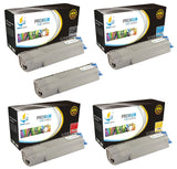 Catch Supplies Replacement Okidata 43865720,43865719,43865718,43865717 Standard Yield Laser Printer Toner Cartridges - Five Pack