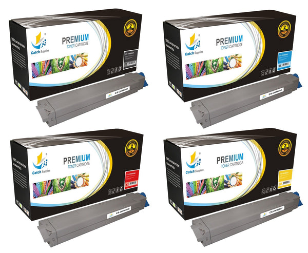 Catch Supplies Replacement Okidata 42918904,42918903,42918901,42918902 Standard Yield Laser Printer Toner Cartridges - Four Pack