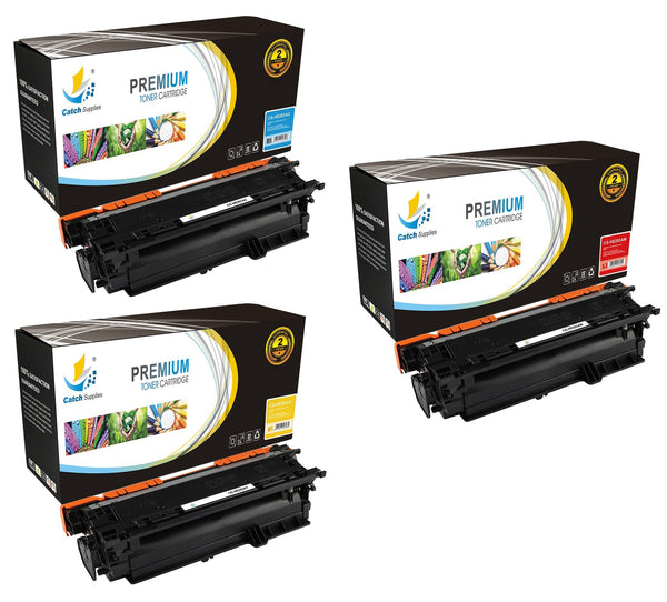 Catch Supplies Replacement HP CE251A,CE252A,CE253A, Standard Yield Laser Printer Toner Cartridges - Three Pack