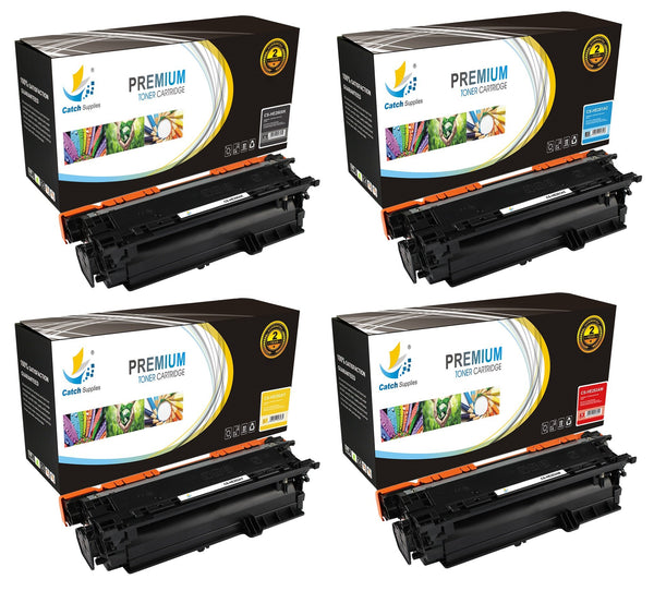 Catch Supplies Replacement HP CE250X,CE251A,CE252A,CE253A High Yield Toner Cartridges Laser Printer Toner Cartridges - Four Pack