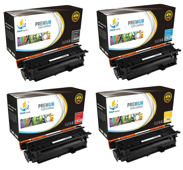 Catch Supplies Replacement HP CE400X,CE401A,CE402A,CE403A High Yield Toner Cartridges Laser Printer Toner Cartridges - Four Pack