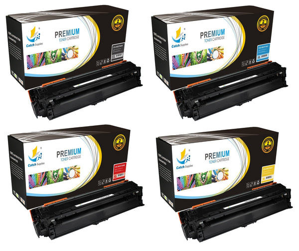 Catch Supplies Replacement HP CE270A,CE271A,CE272A,CE273A Standard Yield Laser Printer Toner Cartridges - Four Pack