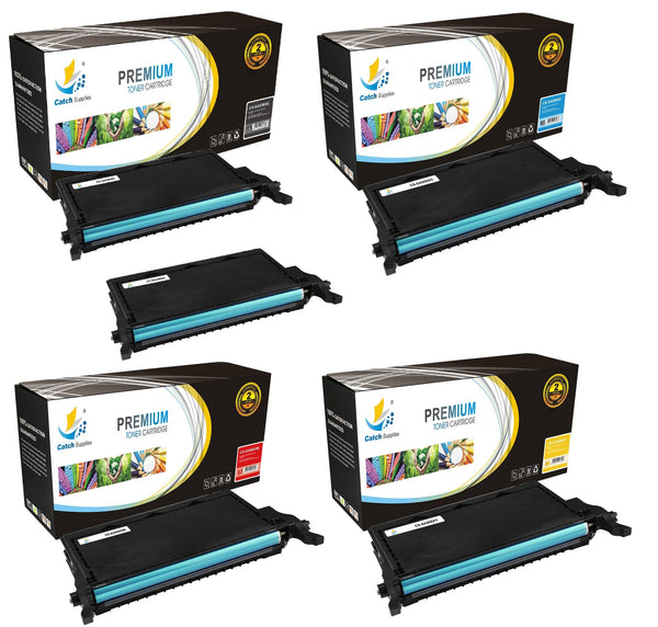 Catch Supplies Replacement Samsung CLT-K508L,CLT-C508L,CLT-M508L,CLT-Y508L High Yield Toner Cartridges Laser Printer Toner Cartridges - Five Pack